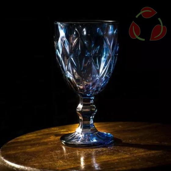 Imagem de Jogo com 6 Taças Bico de Abacaxi Azul Vinho Água Suco 300ML