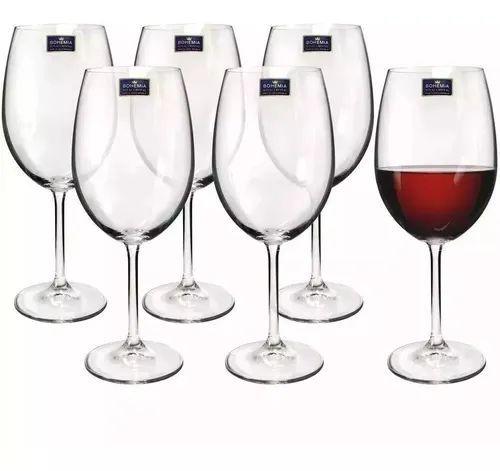 Imagem de Jogo Com 6 Taças De Vinho Tinto Em Cristal Bohemia 580ml