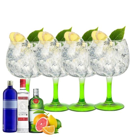 Imagem de Jogo Com 6 Taças Para Gin 720ml Com Pé Verde - Royal Pul
