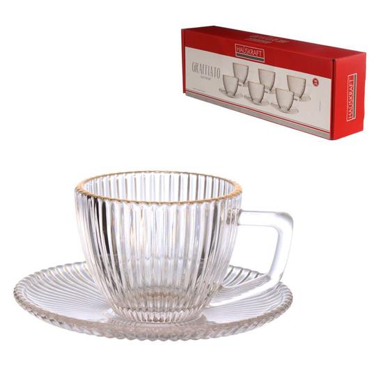 Imagem de Jogo com 6 xícara café graffiato com borda dourada 90ml