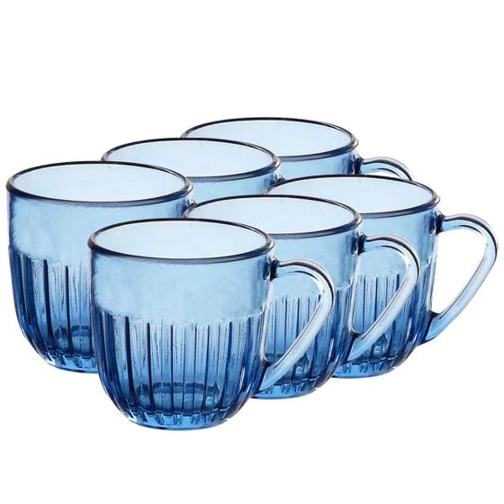 Imagem de Jogo Com 6 Xícaras 280ml Designer Alça Blue Moderno Café Multiuso