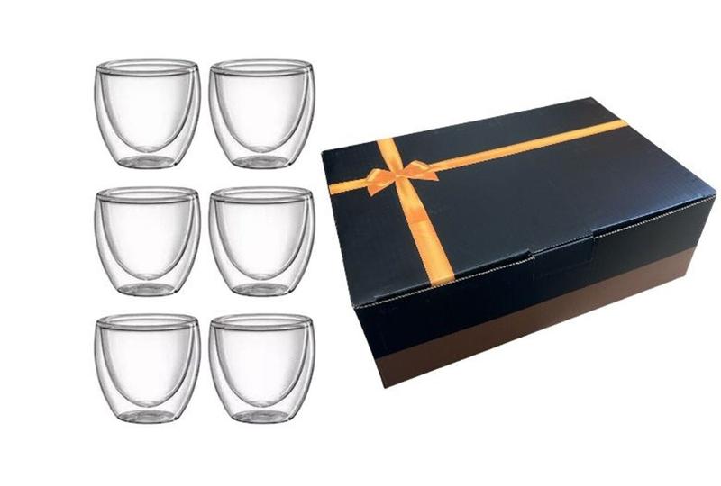 Imagem de Jogo Com 6 Xícaras De Vidro Borossilicato Parede Dupla 80ml - TEEM