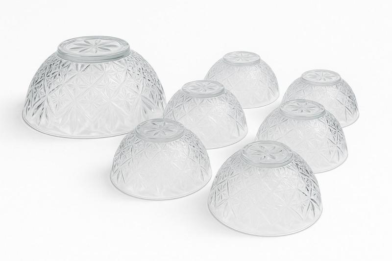Imagem de Jogo com 7 Bowls em Vidro para Sobremesa com Relevo Variado