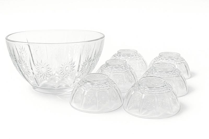 Imagem de Jogo com 7 Bowls em Vidro para Sobremesa com Relevo Variado