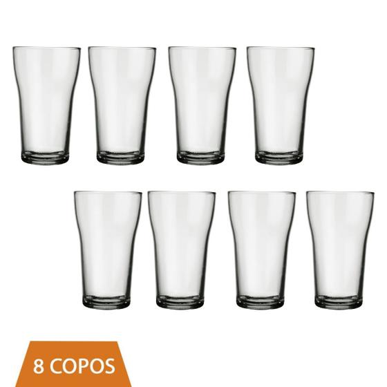 Imagem de Jogo Com 8 Copos Vidro 200ml Boteco Chopp Transparente Nadir