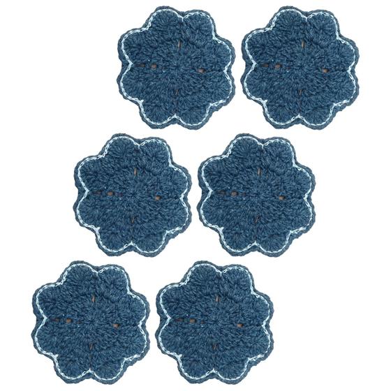 Imagem de Jogo com Seis Mini Sousplat de Crochê para Mesa Feito a Mão com Barbante Grafite Numero 6 para Decoração e Proteção