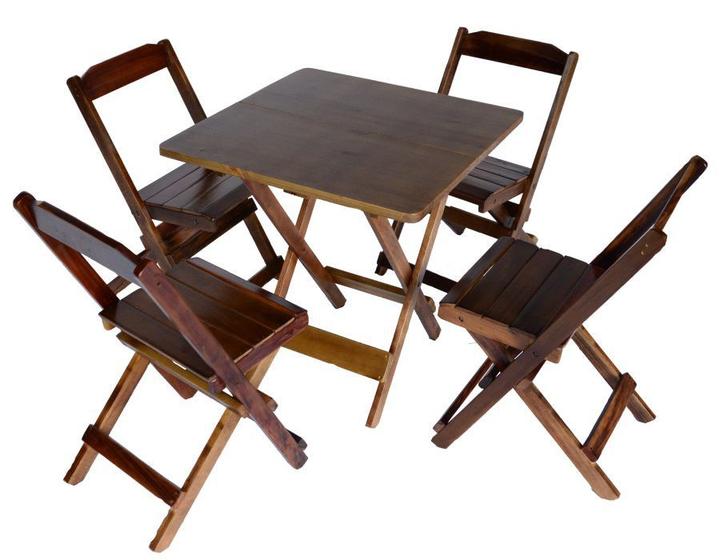 Jogo Conjunto 4 Cadeiras e 1 Mesa Dobrável de Madeira 70 x 70 - Com Pintura Café é ruim? Jogo Conjunto 4 Cadeiras e 1 Mesa Dobrável de Madeira 70 x 70 - Com Pintura Café é boa?