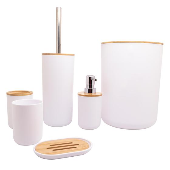 Imagem de Jogo Conjunto De Banheiro 6 Peças Em Bambu Kit Completo