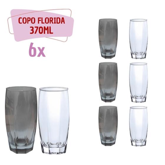 Imagem de Jogo Copo Vidro Florida 3-Cinza 3-Transparente Chique 370ml