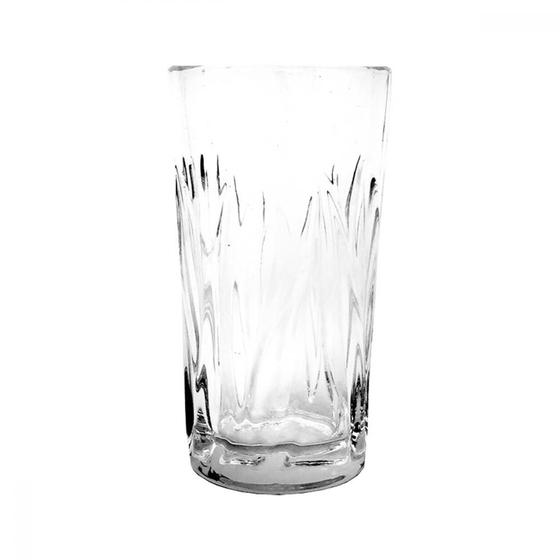 Imagem de Jogo Copos Altos Vidro Decorados 6 peças 245ml Bebidas Variadas Água Sucos Drinks Coquetel Servir Utensílios Cozinha 