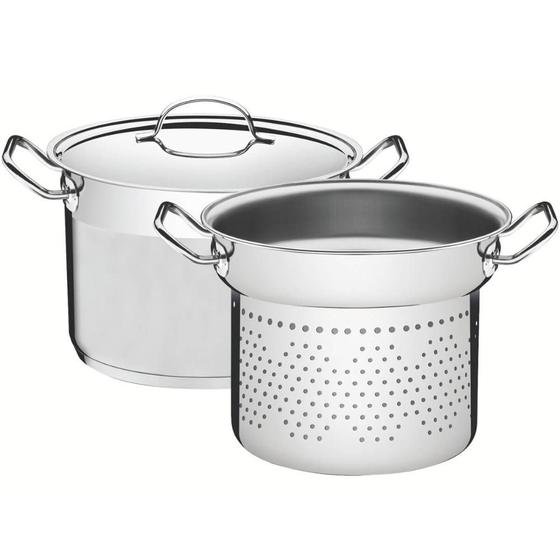 Imagem de Jogo Cozi-Pasta Tramontina Professional em Aço Inox Fundo Triplo 2pçs Caldeirão Escorredor