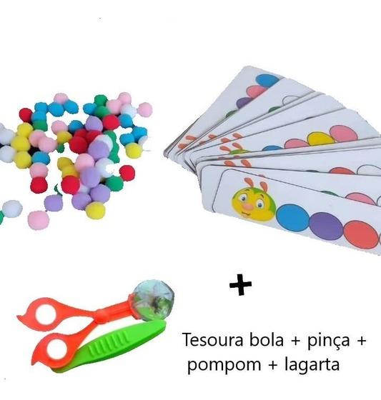 Imagem de jogo da lagarta com Tesoura bola e kit de motricidade para Escola Creche Educativo