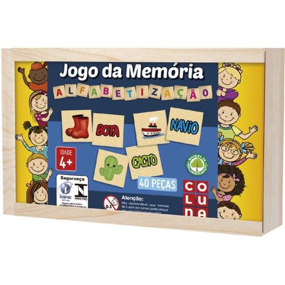 Jogo da memoria alfabetizacao em madeira - COLUNA Menor preço em Jogo da memoria alfabetizacao em madeira - COLUNA