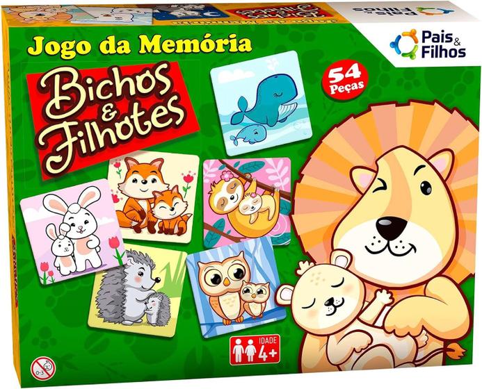 Imagem de Jogo da Memória, Bichos e Filhotes - 54 Peças