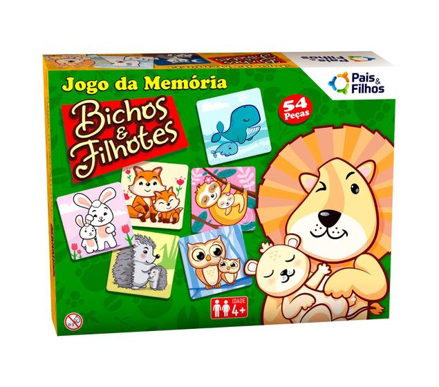 Imagem de Jogo da Memoria Bichos e Filhotes c/54 Peças - Pais e Filhos