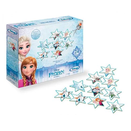 Imagem de Jogo Da Memória Frozen Disney Estrelas Madeira 24 Peças