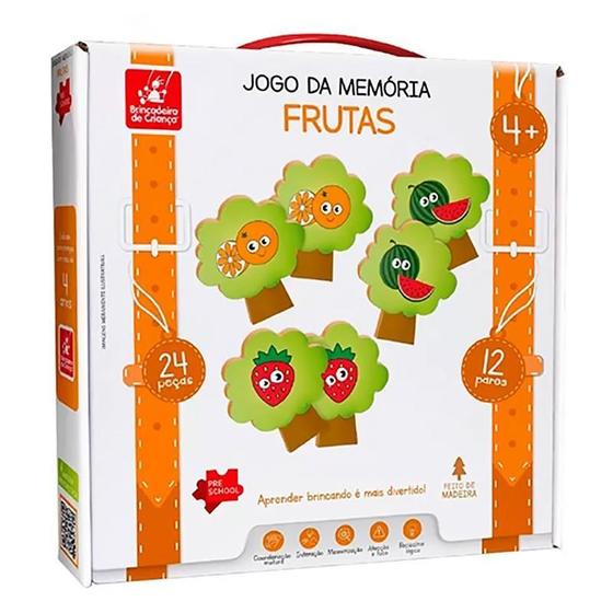 Imagem de Jogo Da Memória Frutas 24 Pçs Em Madeira 2044 Brincadeira