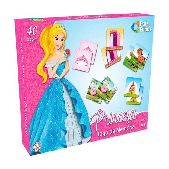 Imagem de Jogo Da Memória Princesas Brinquedo Infantil Com 20 Pares De Peças