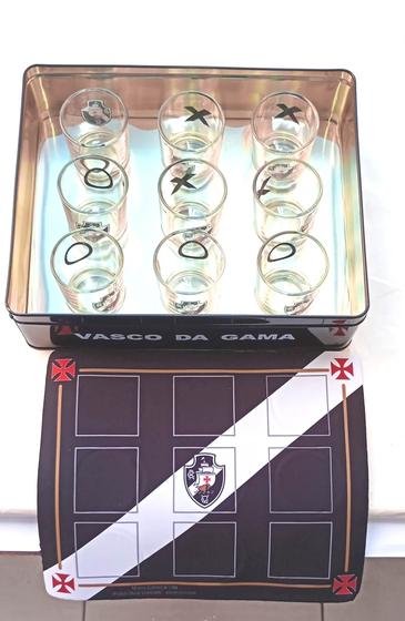 Imagem de Jogo da velha vasco da gama original com 9 copos shot vidro na lata