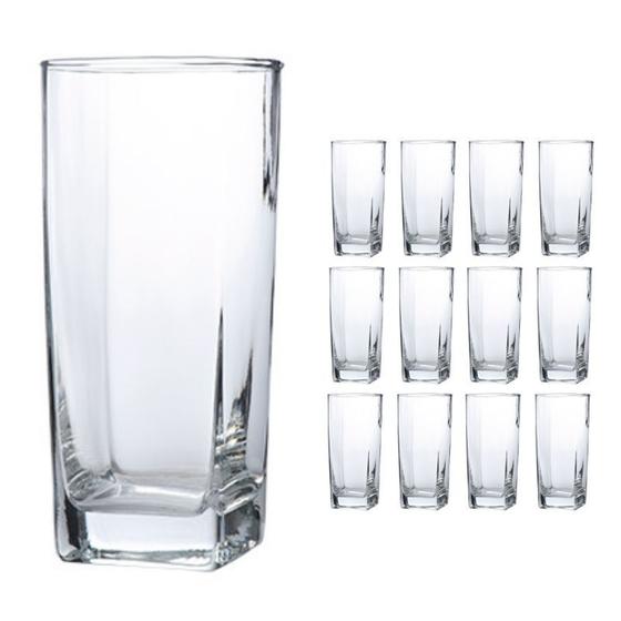 Jogo De 12 Copos Vidro Bali Quadrado Luxo 320ml Transparente Menor preço em Jogo De 12 Copos Vidro Bali Quadrado Luxo 320ml Transparente