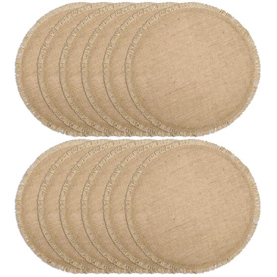 Imagem de Jogo de 12 Placemats FunWheat de Juta Trançada Redonda - 38cm