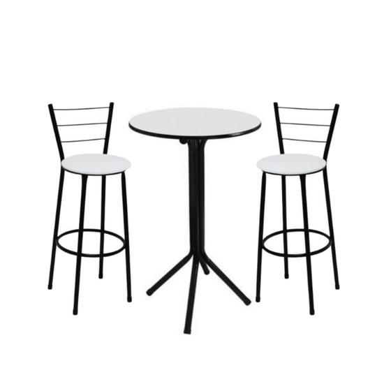 Imagem de Jogo de 2 Banquetas Preta Assento Branco com Bistro Preto e Branco