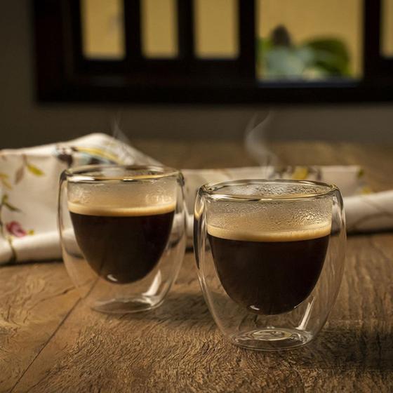 Imagem de Jogo de 2 copos Coffee Time em vidro borossilicato com parede dupla 90ml Dynasty