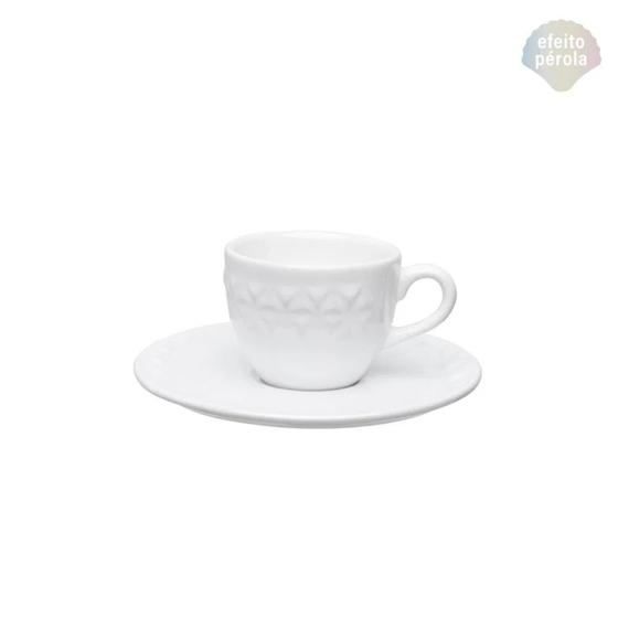 Imagem de Jogo de 3 xícaras de cafe com pires de porcelana oxford 75 ml  mia pérola  