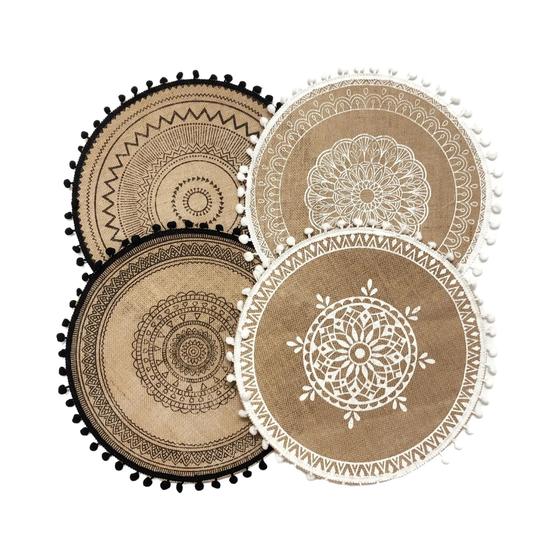 Imagem de Jogo de 4/6 Placemats de Juta Natural - Estilo Boêmio para Decoração de Mesa