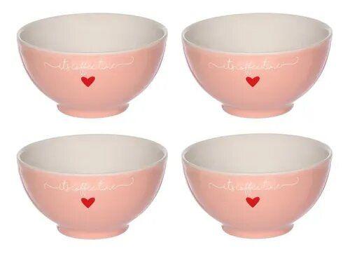 Imagem de Jogo De 4 Bowls Porcelana 440ml Rosa Lamour Hauskraft