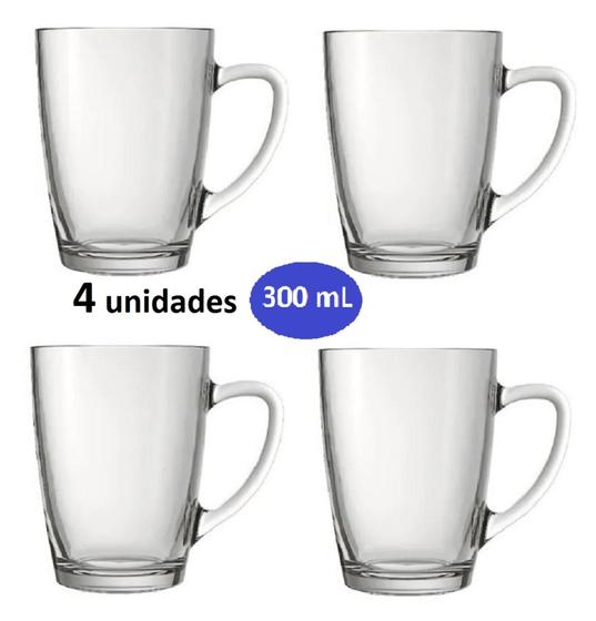 Jogo de 4 canecas 300ml, para capuccino, vidro Nadir Tarsila Menor preço em Jogo de 4 canecas 300ml, para capuccino, vidro Nadir Tarsila