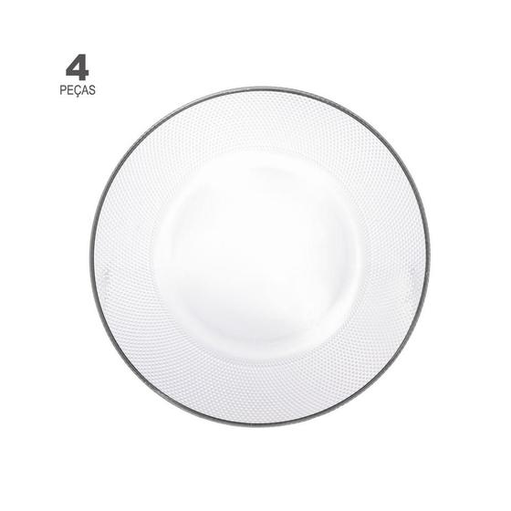 Imagem de Jogo de 4 Sousplat Wolff Thin Edge de Cristal Prata 33cm