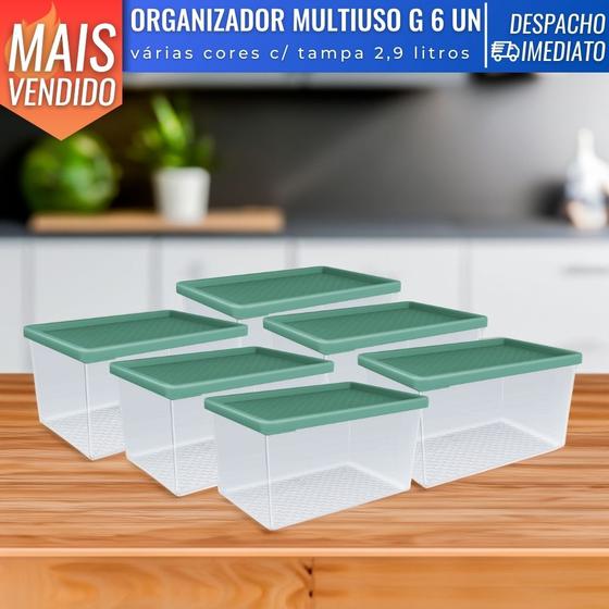 Imagem de jogo de 6 potes organizadores Multiuso Com Tampa 2,9 Litros Porta Mantimentos