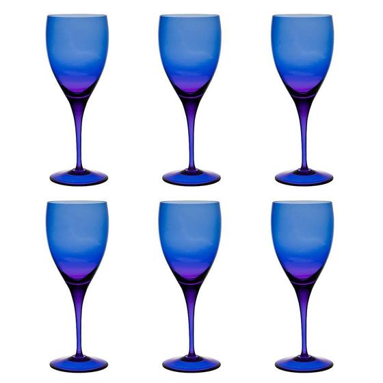 Imagem de Jogo de 6 Taças De Cristal Água 470ml Azul Escuro