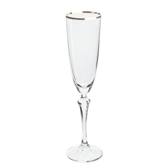 Imagem de Jogo de 6 taças para champanhe Elizabeth decorada em cristal ecológico silver rim 200ml A25cm