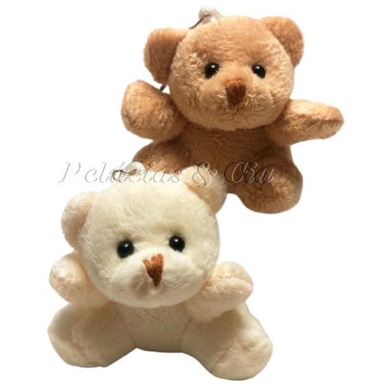 Imagem de Jogo de 60mini Urso De Pelúcia 6cm Marrom ou Creme Lembrança