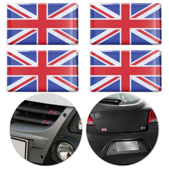 Jogo de Adesivo Resinado Bandeira Reino Unido Inglaterra Land Rover 4 ...