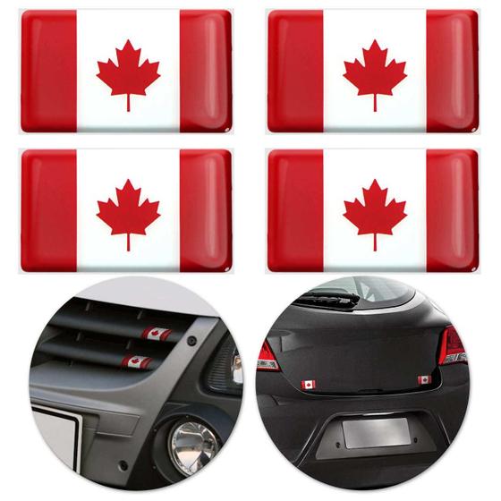 Imagem de Jogo de Adesivo Resinado Poliéster Bandeira do Canadá 4,5cm Aplicação em Verso Autocolante