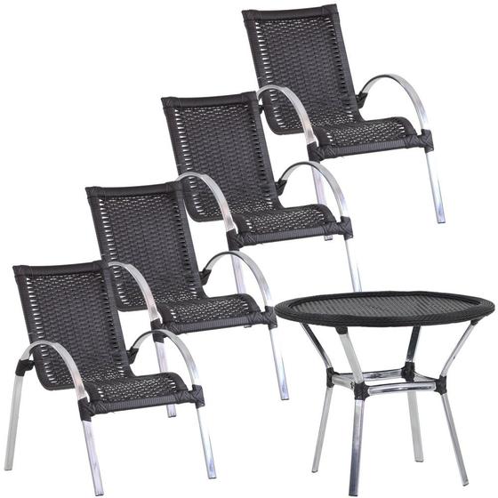 Imagem de Jogo de Área com 4 Cadeiras e Mesa Trama Original