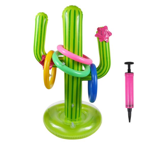 Imagem de Jogo de Argolas Inflável Cactus Ring Toss UNIME - 4 Anéis Coloridos