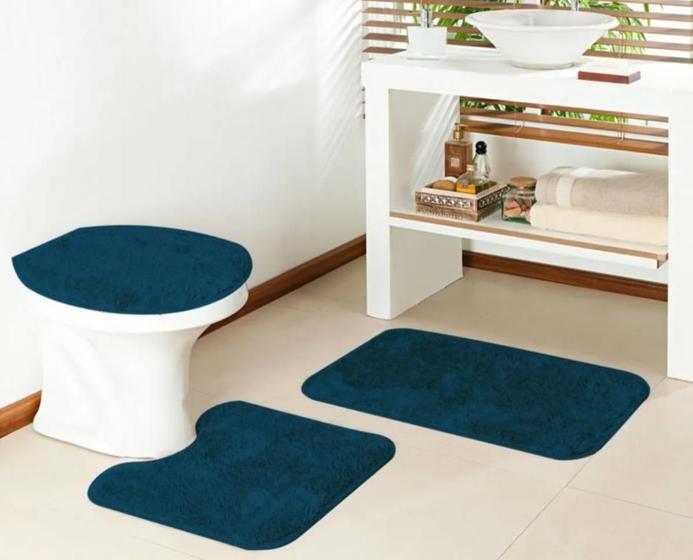 Imagem de Jogo de banheiro kit 3 peças tapete oasis classic luxo casa hotel 100% antiderrapante super macio