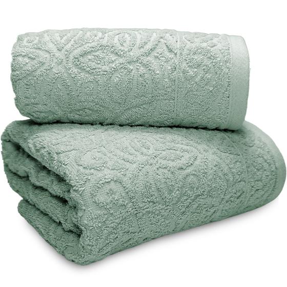 Imagem de Jogo de Banho Gigante Dohler Provença Jacquard 100% Algodão Banhão Macia Textura Arabesco - 2 Peças