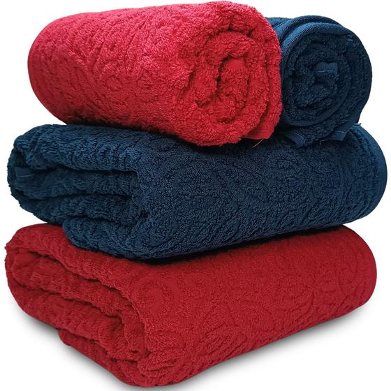Imagem de Jogo de Banho Gigante Dohler Provença Jacquard 100% Algodão Banhão Macia Textura Arabesco - 4 Peças