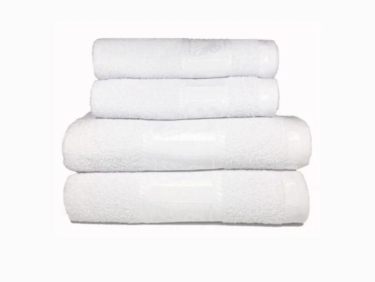 Imagem de Jogo de banho kit 4 peças 100% algodão 2x rosto 2x banho ultra macio pensão hotel pousada viva cor (branco)