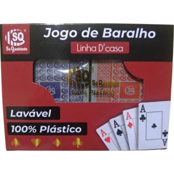 Imagem de Jogo De Baralho Duplo 100% Plástico Sq Lavável 54 Cartas