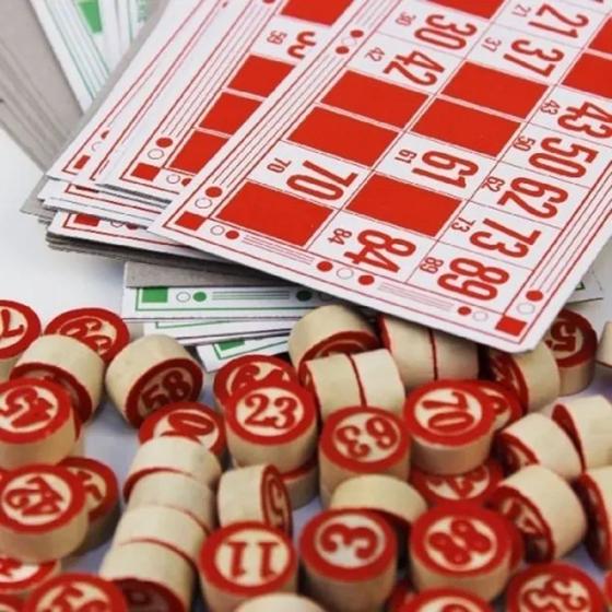 Imagem de Jogo De Bingo 90 Pedras Madeira Numeradas Com Cartelas