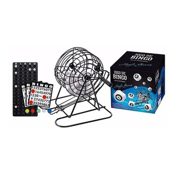 Jogo de bingo completo com globo giratorio em metal 75 bolas - HOYLE Menor preço em Jogo de bingo completo com globo giratorio em metal 75 bolas - HOYLE