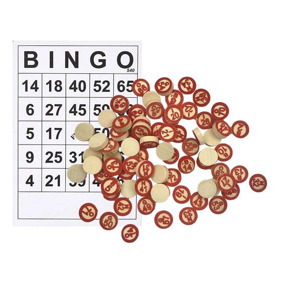 Imagem de Jogo De Bingo De Madeira 40 Cartelas E 75 Números