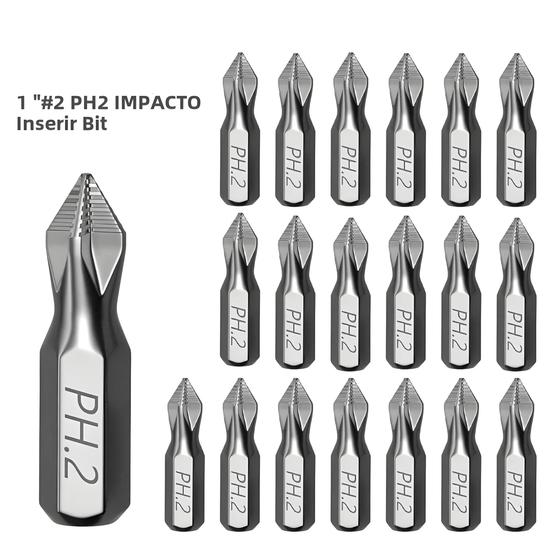 Imagem de Jogo de Bits de Impacto PH2 - Ideal para Plástico, Madeira e Metal (1")