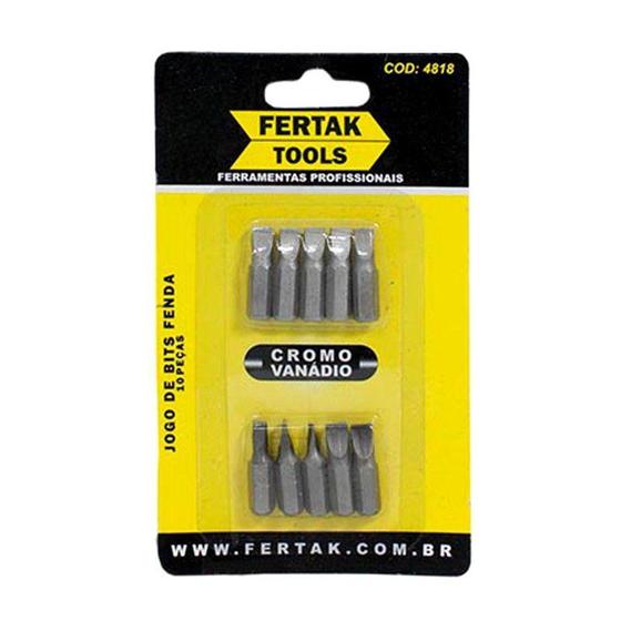 Imagem de Jogo de bits fenda com 10 pecas fertak tools